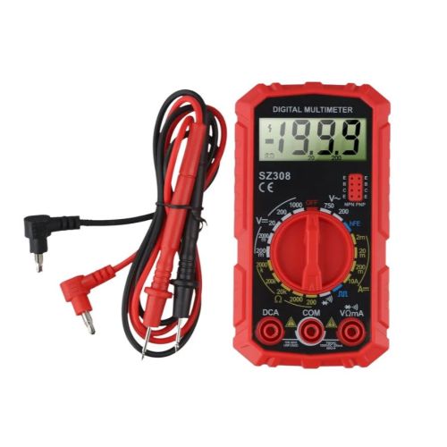 Мультиметр   SZ308 ANENG компактный 1999 отсчетов Udc=200mV-1000V/Uac=0mV-750V/ Idc=20mA-10A/ R=200Ω-200KΩ/ звук. прозвонка/диод.тест/пит:1х6F22 (в ко