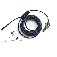 ВИДЕОЭНДОСКОП Гибкая камера, "Android 3 in 1" (microUSB + USB + Type-C) (d=5,5мм/жесткий кабель- 5м)  IP67 HD 640*480/1280*720; подсветка регулируемая