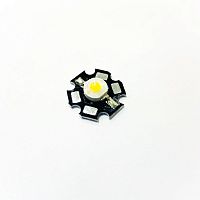 СВЕТОДИОД 3W БЕЛЫЙ (3000-3500K) 240Lm, 120°, 3,6-3,9V, 700mA  <на радиаторе>цвет: черный
