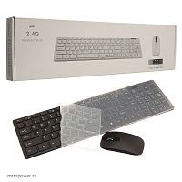 КЛАВИАТУРА "906" беспроводная(Bluetooth) + мышь(3 кнопки + оптический светодиодный сенсор); тип клавиатуры: мембранная; цвет: черный; предназначена дл