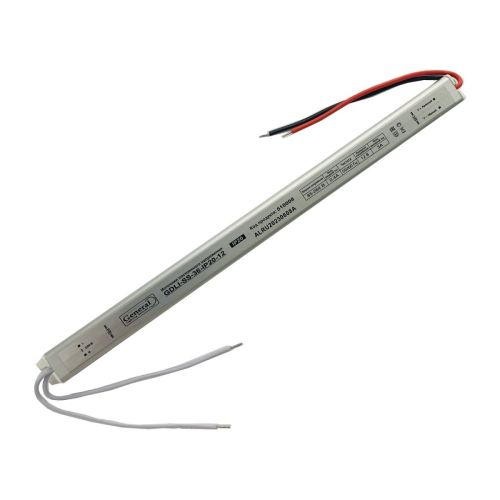 Блок питания для св/д техники, 12V, 3.0A, 36W, с проводами, мебельный (длинный), 280x18x18мм, IP33, вх: AC 110-240V, металл GENERAL GDLI-SS-36 510008 Блок питания для св/д техники, 12V, 3.0A, 36W, с проводами, мебельный (длинный), 280x18x18мм, IP33, вх: AC 110-240V, металл GENERAL GDLI-SS-36 510008