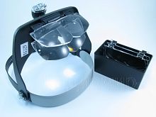 ОЧКИ РАДИОМОНТАЖНИКА СО СМЕННЫМИ ЛИНЗАМИ  MG81001-A  NGY  С подсветкой- 2LED(св/д); пит: 2х AAA(1.5V)(в комплекте)