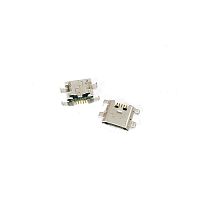 Разъем - гнездо microUSB-B (5pin) на плату; ver.2.0 Горизонтал.исполн; врезн.монтаж (5 контактов- SMD/ 4 уст.лепестка: SMD) (дл=6.7мм/шир=7.4мм/10.2мм