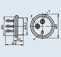 Транзистор КТ802А   Pc: 50W; Ucb: 150V; Uce: -; Ueb: 3V; Ic: 5A; Tj: 150°C; Ft: 10MHz; Cc: -; Hfe: 15MIN     TO3-3