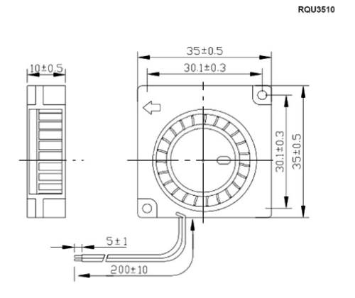 Вентилятор Центробежный "Улитка" 12V 35*35*10 RQU3510MS, разъем фишка-2pin фото 2