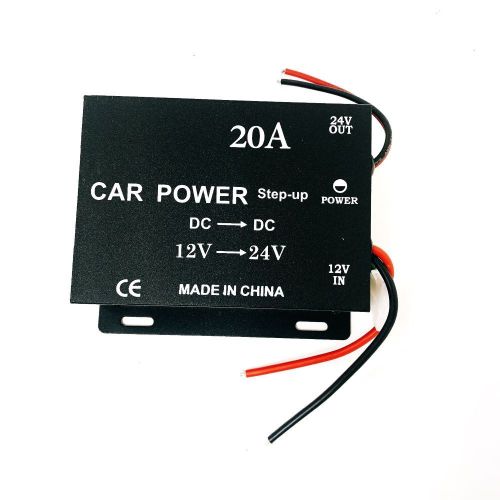 Преобразователь напряжения автомобильный. Uвх.= 12v; Uвых.= 24v; I=20A; (12/24); корпус- металл; цвет: черный; 2 провода для подключения (красн/ черн. фото 3