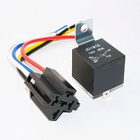 Реле автомобильное э/м + КОЛОДКА DC12V 40A 4pin, в панель/под клеммы, Контакты: 1гр. на замыкание (1А) (14VDC/40A) 28x28x25мм (LUOZHOU JD1912)