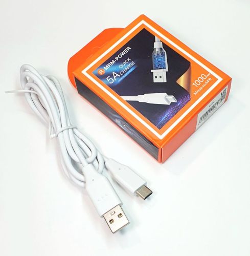 КАБЕЛЬ USB-AM / USB x Type-C (штекер) 1.0 5A  М9t; Круглый в резиновой изоляции; d=4мм; цв:Белый  