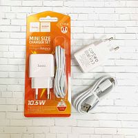 Сетевое зарядное устройство, 5V/2.1АV, кабель: 1м, для мобильных устр-в, HOCO C106A с кабелем USB-MicroUSB