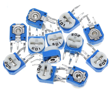 РЕЗИСТОР подстроечный RM-063    100K (марк. 104) 3pin 6,6x6,8мм (Вертикальный монтаж под отвертку шлиц сбоку/однооборотный керметный(металлокерамичес