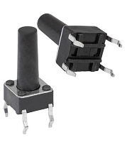 Микрокнопка квадратная тактовая, 4pin, 6x6x13мм, L=10мм (KAN0611-1301B)