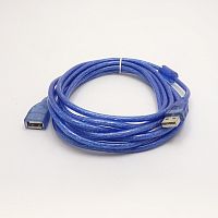 КАБЕЛЬ USB >USB AM-AF ver.2.0 3,0м  УДЛИНИТЕЛЬ(штек.USB A - гн.USB A) силикон; 100% экран; ф/фильтр; цвет:синий 