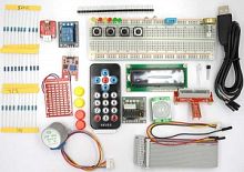 КОНСТРУКТОР ЭЛЕКТРОННЫЙ GPIO Raspberry PI. 2   Стартовый набор  Состав набора: T-переходник, беспаечная плата 830 точек, дисплей LCD 1602, RGB светоди