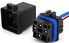 Реле автомобильное э/м + КОЛОДКА DC12V 40A 4pin, в панель/под клеммы, Контакты: 1гр. на замыкание (1А) (14VDC/40A) 35x28x55мм (LUOZHOU JD2912-1H-12VDC