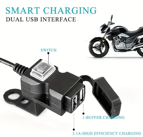 АДАПТЕР USB х 2 (2.1A max) для зарядки в Авто, мотоцикле; с выключателем, монтаж на корпус (руль) фото 3 АДАПТЕР USB х 2 (2.1A max) для зарядки в Авто, мотоцикле; с выключателем, монтаж на корпус (руль) фото 3