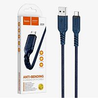 КАБЕЛЬ USB-AM / microUSB (штек.5pin); Max. сила тока: 2.4А; Длина: 1м; Цвет:синий, круглый, в оплетке ( d=4.3мм ); HOCO X59; Подходит для быстрой заря