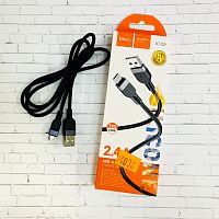 КАБЕЛЬ USB-AM / microUSB (штек.5pin); Max. сила тока: 2.4А; Длина: 1м; Цвет:черный, круглый ( d=3.2мм ); HOCO X109; Подходит для быстрой зарядки;