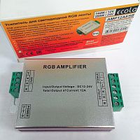 УСИЛИТЕЛЬ RGB Uпит=DC12-24V / I=4A х 3 канала (12A) / 144W/288W ECOLA  AMP12AESB ( 108x65x23мм )  