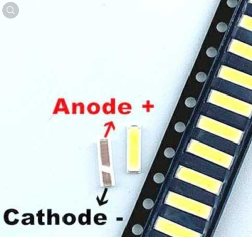 СВЕТОДИОД SMD 7020 0.5W , 3V (7.0x2.0x1.2mm) 150mA ,  цвет: сверхъяркий белый свет  (LED-7020 (3V, 0.5W, 10000K)  (Для ремонта подсветки ЖК/LED ТВ) 