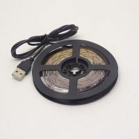 Лента св/д. IP33 5v БЕЛЫЙ (2835/60) (6000K) 5метров  2pin; ширина 8мм; 1м=60сегм; угол свечения 120° с USB-разъемом фоновая подсветка телевизора,