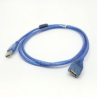 КАБЕЛЬ USB >USB AM-AF ver.2.0 1,5м с фильтром УДЛИНИТЕЛЬ силикон (штек.USB A - гн.USB A) СИНИЙ