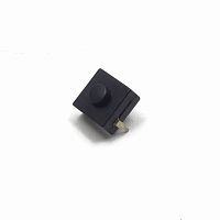 Кнопка квадратная для фонарика, 2pin, OFF-ON с невидимой фиксацией, AC 220/250V 0.5A, под пайку, 12x12x6,5мм, нормально разомкнут, корпус: черный (PBS