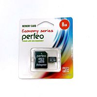 Flash card micro SDHC 8GB (class10) (+ адаптер SD) 55676 ( PERFEO Economy Series) Тайвань ( PF8GMCSH10A ) кр* 2729
