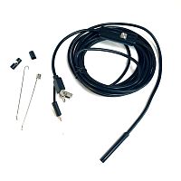 ВИДЕОЭНДОСКОП Гибкая камера "Android 3 in 1" (microUSB + USB + Type-C) (d=5,5мм/мягкий кабель- 5м); IP67;  HD 640*480/1280*720; подсветка 6LED