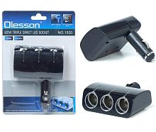 Растроитель гнезда прикуривателя In-CAR OLESSON 1520 ; Вх:DC12-24V; складной  разветвитель