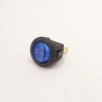 Клавишный переключатель круглый, 3pin, ON-OFF с фиксацией, AC 220/250V 6.0A, под клеммы 4.8мм, подсв.:синий, 17x12мм, d:20мм Фланец: 23мм, IP55, корпу