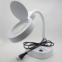 Лупа настольная на гибкой ножке 3Х/8Х 8611-D  (d=90мм) 11W круглая с подсветкой кольцевой бестеневой люминисцентной, на гибком штативе