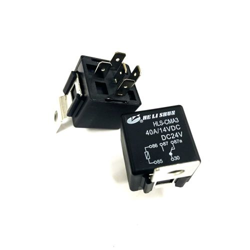 Реле автомобильное э/м DC24V 40/30A 5pin, в панель/под клеммы, Контакты: 1 перекл.группа (1С) (40) 28x28x26мм (HE LI SHUN HLS-CMA3-DC24V-C)