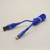 Кабель USB 360B Type-C Тканевый 1000mm (магнитный 360 градусов) blue