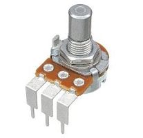 РЕЗИСТОР перем   A25K моно (RV16AF-41-15R1-A25K-3) (загн.выводы под пайку) логарифмическая 0,06W 3pin вал круг d6x15мм (метал. втулка под гайку M7, дл