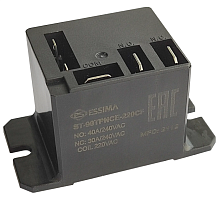 Реле э/м AC220V 40A 5pin, на корпус, Контакты: 1 перекл.группа (1С) () 50,2x32,5x27,5мм (Китай ST-90TPNCE-220CF) Контакты под клеммы 6,3 и 2,8 мм