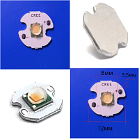 СВЕТОДИОД   10W   БЕЛЫЙ ( 3500K )  CREE XML-2 на площадке d=12мм,  1200Lm,  U=3,0-3,6Vv,  I=3A,  угол свеч=120°  