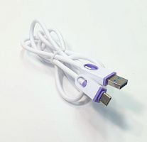 КАБЕЛЬ USB-AM / USB x Type-C (штекер) 1.0 М R-14; Круглый в резиновой изоляции; d=4мм; цв: Черный/Белый