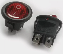 Клавишный переключатель круглый, 4pin, ON-OFF, AC 220/250V 6.0A, подсв.:красный, 17x12мм, Фланец: 23мм, корпус: черный (Sc-777-4с 220V, KCD1-8-201N, K