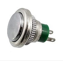 Антивандальная кнопка, 2pin, OFF-(ON) без фиксации, AC 220/250V  5.0A, под гайку М12, под клеммы (PBS-28-3)
