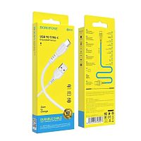 КАБЕЛЬ USB-AM / USB x Type-C (штекер) 1.0М; BOROFONE BX51  3.0А  Круглый; d=3.0мм; цв: Белый