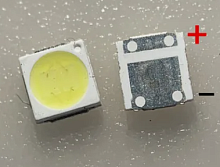 СВЕТОДИОД SMD 3030  1.8W 3V (3.0x3.0x0.5mm) (большой контакт - (Катод)); цвет:белый-холодный (10000°K) 3V- 450ma (Для ремонта подсветки ЖК/LED ТВ)