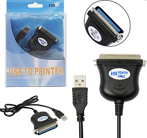 КАБЕЛЬ-ПЕРЕХОДНИК USB-AM на LPT 36pin (параллельный порт) L кабеля=0,8м; двунаправленный параллельный интерфейс предназначается для прямого подключени
