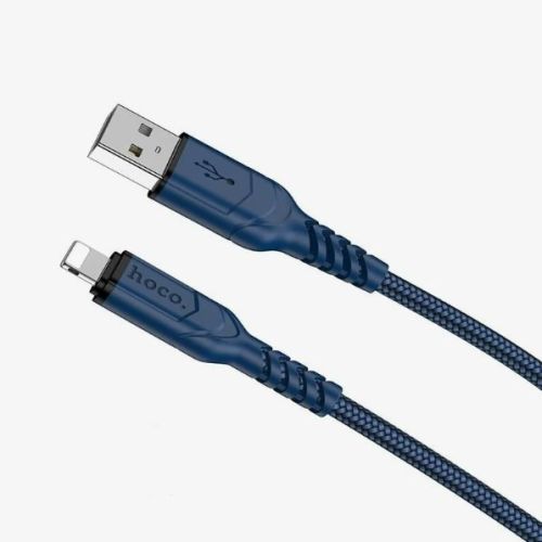 КАБЕЛЬ USB-AM / microUSB (штек.5pin); Max. сила тока: 2.4А; Длина: 1м; Цвет:синий, круглый, в оплетке ( d=4.3мм ); HOCO X59; Подходит для быстрой заря фото 2