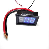 Амперметр 0-20А DC (+-1%) (с шунтом), 3-хразрядный, Цифровой, Встраиваемый,Синие цифры (h=14мм),  Uпит=4-28V; ток потр=20mA; габар:48х29х36 мм, Включ.