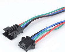 РАЗЪЕМ (комплект) 4pin, SM2,54-4P Штекер(черный с замком)-Гнездо Для подкл. драйверов к св/диод. технике. С проводами L=15см(красн./черн./зел./красн.)
