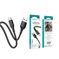 КАБЕЛЬ USB-AM / microUSB (штек.5pin); Max. сила тока: 2.4А; Длина: 1м; Цвет:черный, в оплетке, круглый ( d=3мм ); BOROFONE BX54; Подходит для быстрой 