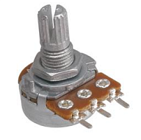 РЕЗИСТОР перем B2M моно линейная 3pin 0,06W , вал d6x15мм, накатка (метал. втулка под гайку M7, длина втулки 6,5 мм) (RV16AF-20-15K-B2M-3) (R155