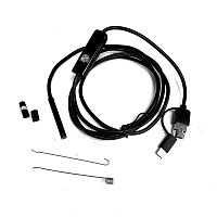 ВИДЕОЭНДОСКОП Гибкая камера  "Android 3 in 1" (microUSB + USB + Type-C) (d=5,5мм/жесткий кабель- 1,5м) ; IP67;  HD 640*480/1280*720;