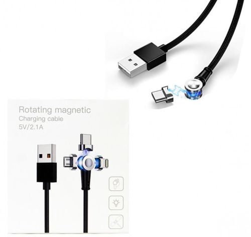 Кабель USB магнитный 180° Type-C Текстильный 1000mm