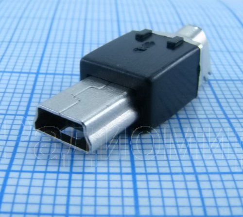 Разъем - штекер miniUSB-A на кабель, 5 pin. ((вилка) разъем USB: USB/M-SP) фото 2